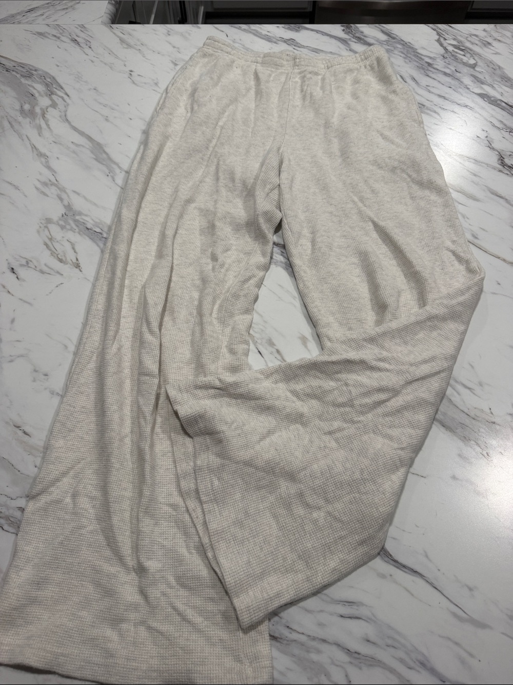 Brandy Melville Cream Waffle Knit Joggers